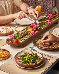 hand holding a tray with food