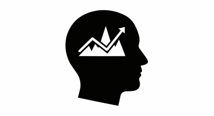 Silhouette of a human head with a financial graph inside representing business growth and success.