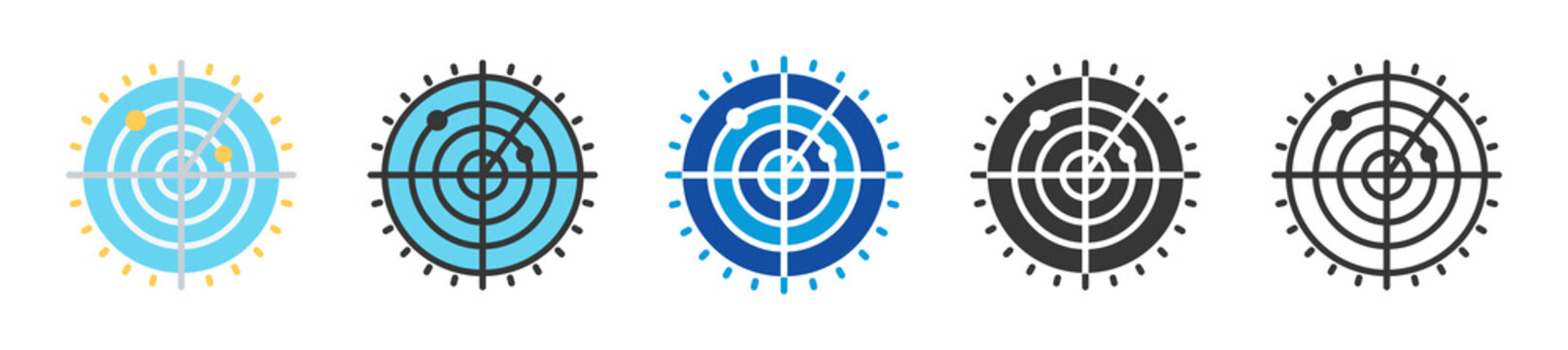 radar icon set multi style various collection
