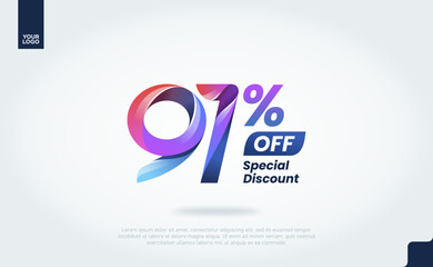 91 Percent Discount Banner Template with Modern 3D Gradient Typography
