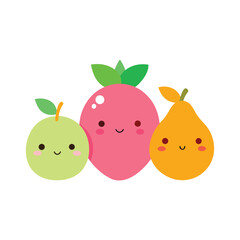 Fresh, ripe, and juicy green pear and apple fruits isolated on a white background, representing healthy food and a sweet vegetarian diet