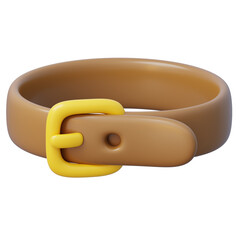 3d light brown belt with a bright yellow buckle