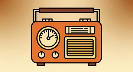 Vintage portable radio with classic dial and speaker grille evokes nostalgia and retro charm, perfect for design projects celebrating history and analog technology.