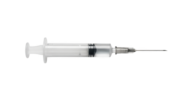 Medical Syringe with Needle Isolated on White Background.