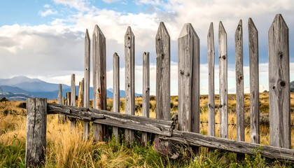 Rustic wooden fence stretches across a hillside