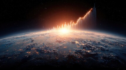 Stunning Cosmic Landscape with Rising Light over Earth, Representing Growth, Innovation, and the Universe Beyond Our Planet's Atmosphere and Horizons