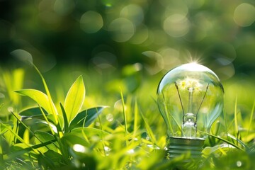 Green Energy and Sustainability: A Lightbulb in the Grass