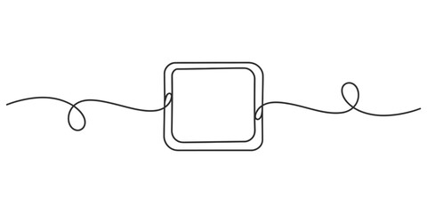 Obraz premium Continuous line drawing of a rounded square frame with wavy path
