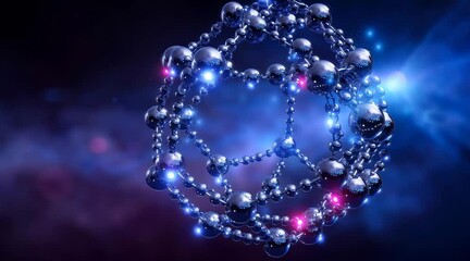 Complex molecular sphere model atom arrangement visual visualize intricate atomic bonding within spherical molecule model