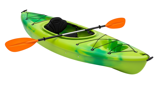 Green Kayak with Paddle Watersport Boating Recreation Active Lifestyle