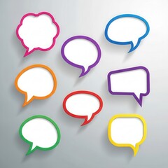 Colorful speech bubbles with shadows on a gray background