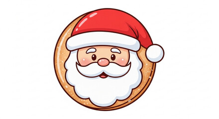 A delightful santa claus cookie, isolated on, radiates festive cheer with its sweet smile and iconic red hat, embodying holiday joy