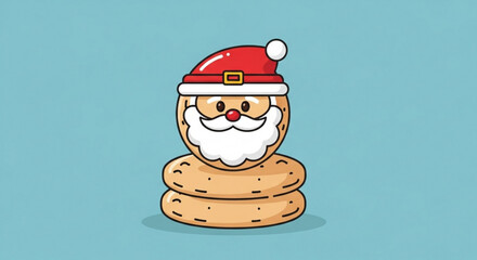 Santa claus cookie isolated on blue background for christmas holiday, winter season, dessert, food, and sweet treat themes in vector format