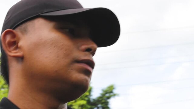 A Colombian coach is conducting an outdoor soccer training session at a sports club in Neiva, Huila, Colombia. Concept of sports and copy space