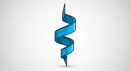 Illustration of a stylized blue ribbon twisting and turning against a, creating a simple yet elegant design isolated on
