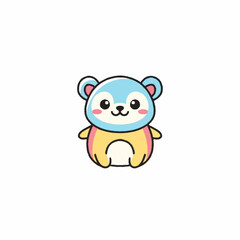 Adorable Cartoon Bear Cub with Blue Head and Yellow Body.