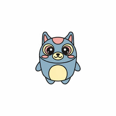 Cute Cartoon Cat Character with Big Eyes and Round Body.