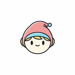 Cartoon Boy with Pink Hat - A Cute and Playful Illustration.