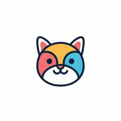 Colorful cute cartoon cat face icon vector illustration.
