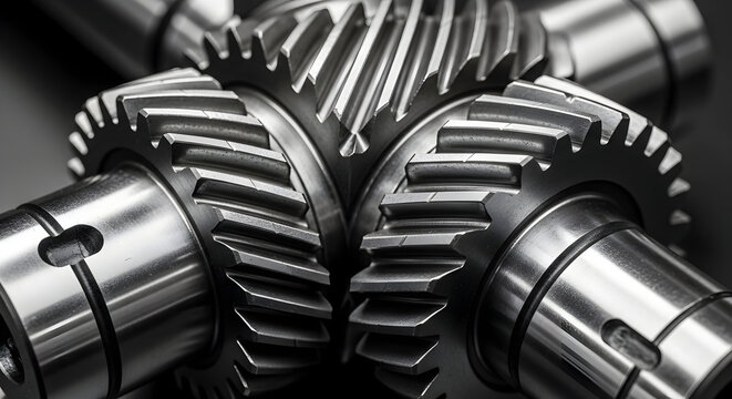 High precision industrial gear shaft closeup macro product photo highlighting engineering and manufacturing detail 45731677 1