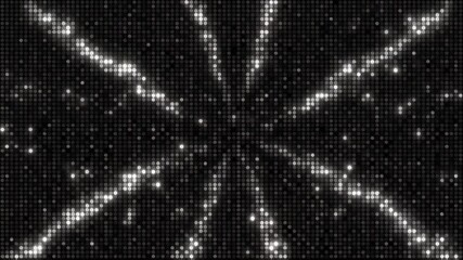 Rhythmic white glitter pulse field, LED screen starburst loop. - Powered by Adobe