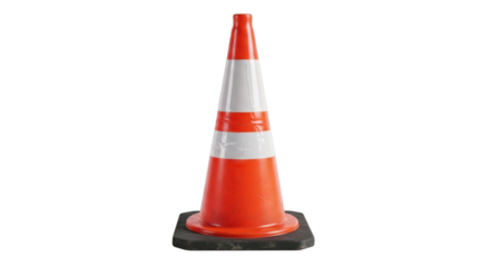 Orange and White Traffic Cone on White Background.