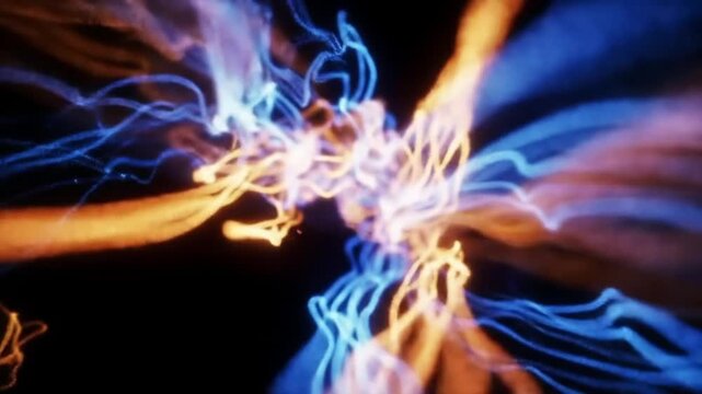 Dynamic electric light patterns abstract visual art dark background close-up motion and flow concepts