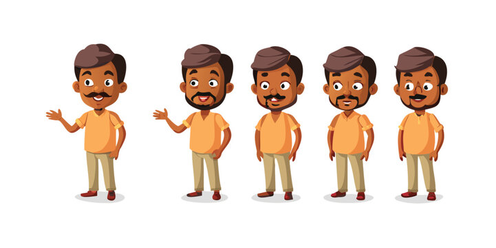 2d Indian Man cartoon character ready for animation moral stories, made by Adobe Illustrator and ready for Animate CC.
