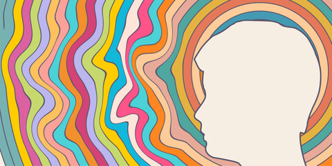 Psychotherapy concept. Metaphor of problem solving, chaos and mess, difficult situation. Psychological help and mental health. Human head and tangle of problems.