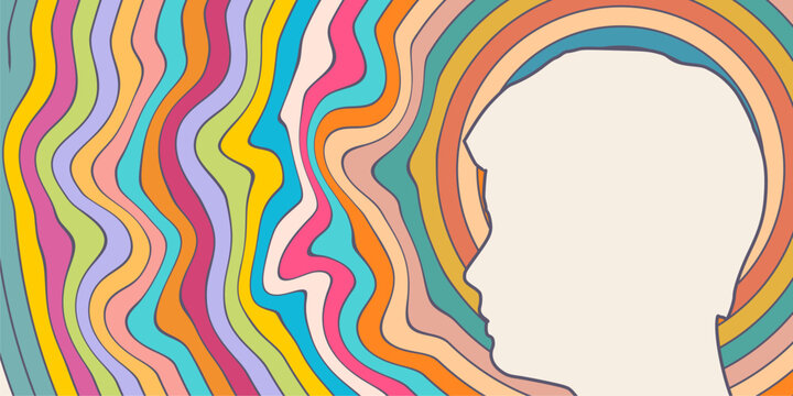 Psychotherapy concept. Metaphor of problem solving, chaos and mess, difficult situation. Psychological help and mental health. Human head and tangle of problems.