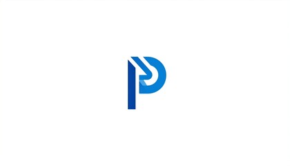 Blue modern letter P on white background.