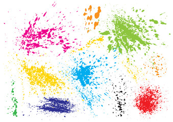Vector background with splashes of various colors