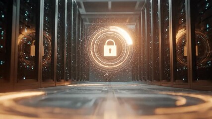 Secure Data Center: An evocative visualization of a high-tech data center, where digital security and information are protected and processed. Emphasizing the importance of digital security. - Powered by Adobe