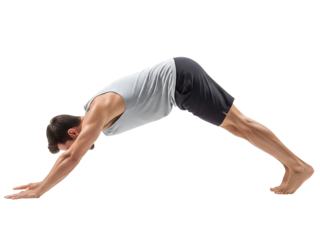 Downward Dog Pose Man Practicing Yoga Fitness Flexibility Exercise Wellness