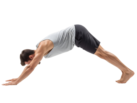 Downward Dog Pose Man Practicing Yoga Fitness Flexibility Exercise Wellness