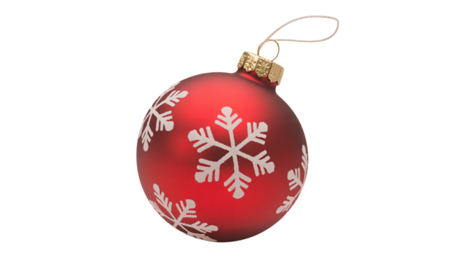 Festive red Christmas ornament with white snowflakes brings holiday cheer