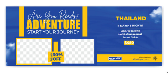 Travel holiday vacation Facebook cover and flyer design template