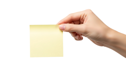 Sticky Note Memo Paper Reminder with Hand. Message, Notice, Information