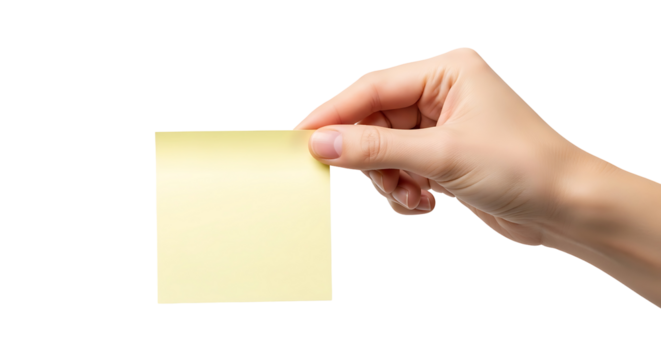 Sticky Note Memo Paper Reminder with Hand. Message, Notice, Information