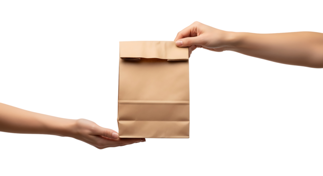 Kraft Paper Bag Hand Delivery Takeout Order Service Commerce Retail