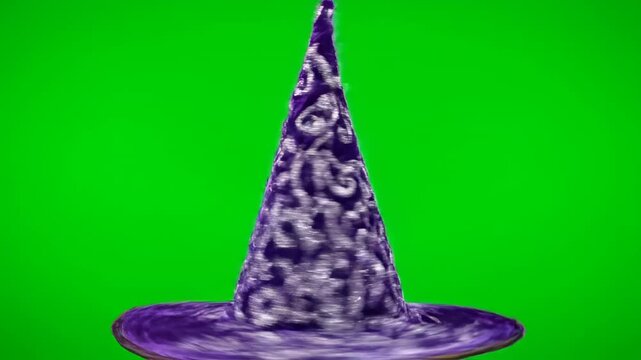magic hat with magic wand on a green background