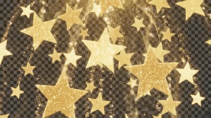 Golden starburst animated glittering stars on transparent background - Powered by Adobe