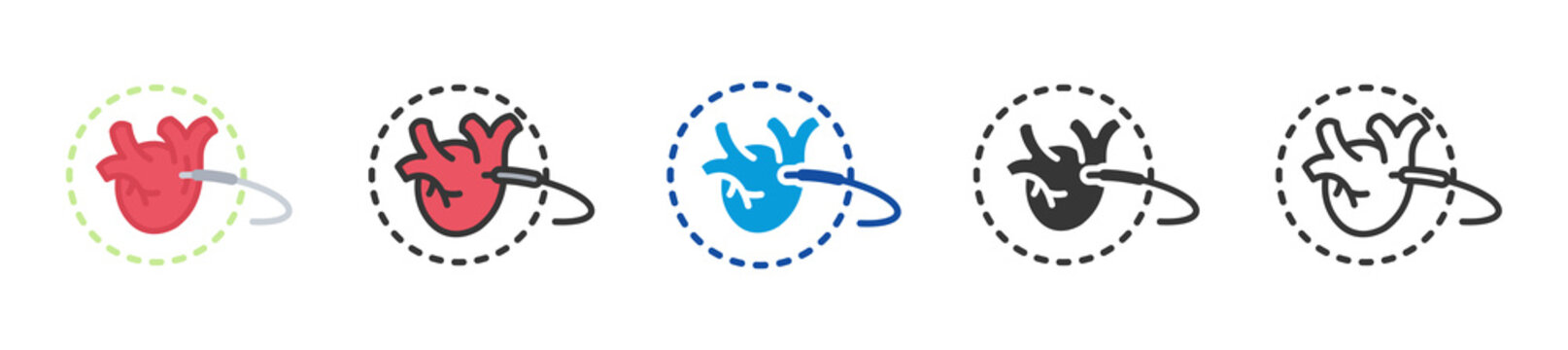 cardiac cauterization icon set multi style various collection