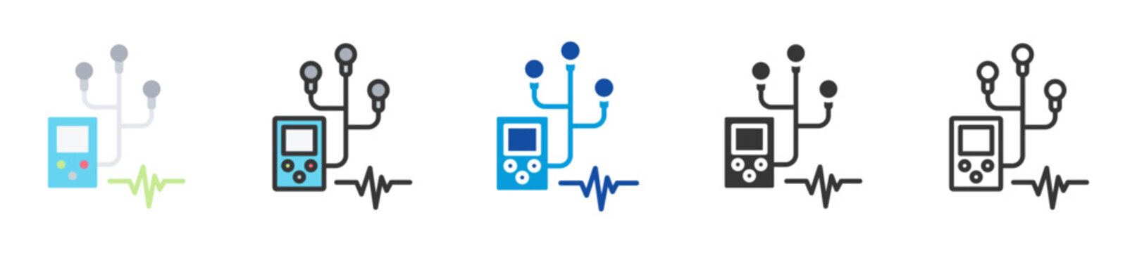 holter monitor icon set multi style various collection