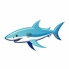 Naklejka premium Great white shark vector illustration of a dangerous marine predator swimming isolated underwater in the blue ocean