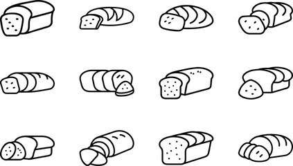 Food and Drink Line Icons Set – Bakery, Cooking, Desserts, Beverages, Seafood, Fruits, Kitchen Essentials, and Restaurant Outline Symbols for Menu Design and Branding