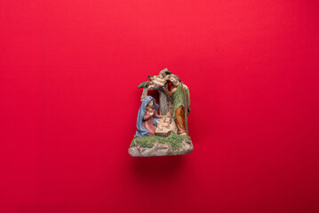 Festive christmas decor on vibrant red background