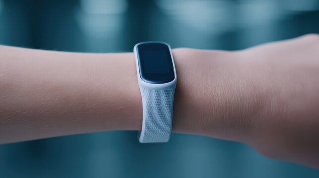 A sleek fitness tracker on a wrist, showcasing a modern design and a digital display, emphasizing technology in health monitoring.