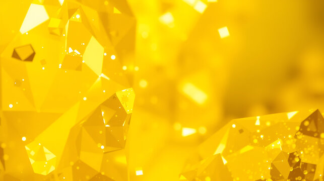 Abstract crystal background in yellow colors with refracting of light and highlights on the facets