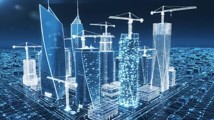 Cityscape blueprint of urban development and progress, capturing the innovative and technological advancements of modern society, perfect for background use in corporate presentations. - Powered by Adobe